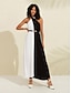 billige Uformelle kjoler-Halter Neck Color Block Elegant Dress