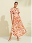 abordables Print Dresses-Satin Beaded Shirred Maxi Dress