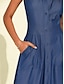 billige Afslappede kjoler-Solid Button Up Pocket Maxi Dress