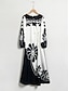 cheap Print Dresses-Satin Floral Boat Neck Maxi Dress
