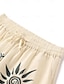 baratos Pants-Men&#039;s Linen Pants Trousers   Summer Beach Drawstring Elastic Waist 3D Print Graphic Floral Comfort Casual Black Blue