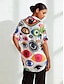 cheap Blouses-Satin Abstract Art Satin Graphic Casual Shirt