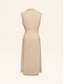 abordables Vestidos casuales-Peaked Lapel Button Belted Midi Dress