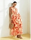 abordables Print Dresses-Cotton Floral Sleeveless Maxi Dress