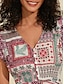 abordables Print Dresses-Geometric Lace Maxi Dress Smocked Split Beach
