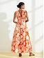 cheap Print Dresses-Resort Wear Sleeveless Floral Maxi Dress
