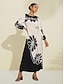 billige Print Dresses-Satin Floral Boat Neck Maxi Dress