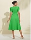 abordables Vestidos casuales-Solid Button Summer Dress