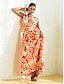 preiswerte Print Dresses-Floral Sleeveless Tie Back Maxi Dress