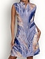 economico abiti con cerniera-Women&#039;s Sleeveless Golf Dress   Pink Navy Blue Leaf Design