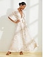 economico Print Dresses-Brand Print Belted Maxi Dress