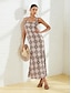 billige Print Dresses-Brand Geometric Floral Straps Maxi Dress