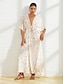 baratos Print Dresses-Elegant Shading Print V Neck Midi Maxi Dress