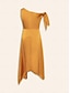 cheap Casual Dresses-Satin Elegant Knot One Shoulder Midi Dress
