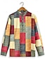abordables Shirts-Casual Plaid Shirt   Men&#039;s Geometry Print   Stand Collar   Outdoor Street Fashion