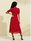 cheap Print Dresses-Chiffon Floral Print Puff Sleeve Midi Dress