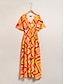 preiswerte Print Dresses-Geometric Print V Neck Chiffon Maxi Dress