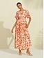 baratos Print Dresses-Satin Abstract Beaded Maxi Dress
