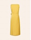 billige Afslappede kjoler-Solid Tie Front Crewneck Midi Dress