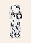 billige Print Dresses-Black White Floral Denim Belted Maxi Dress
