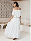 cheap Casual Dresses-Casual Off Shoulder Flare Solid Maxi Dress
