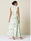 economico Print Dresses-Sleeveless Pocket Maxi Shirt Dress