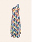 abordables Print Dresses-Elegant Satin Floral Maxi Dress