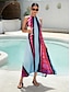 abordables Print Dresses-Satin Contrast Halter Maxi Dress