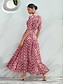 billige Print Dresses-Geometric V Neck Rayon Maxi Dress