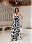 abordables Print Dresses-Abstract Print One Shoulder Maxi Dress
