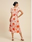 billige Print Dresses-Split Neck Satin Midi Dress