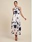 abordables Print Dresses-Satin Floral Halter Maxi Dress