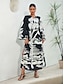 billige Print Dresses-V Neck Long Sleeve Maxi Dress