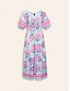 economico Print Dresses-Print Elastic Waist Pocket Midi Dress