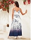 preiswerte Print Dresses-Building Print Satin Tie Maxi Dress