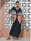 billige Print Dresses-Butterfly Print Chiffon V Neck Maxi Dress