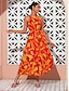 abordables Print Dresses-Abstract Print Halter Neck Maxi Dress