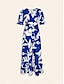 billige Print Dresses-Floral Puff Sleeve Satin Maxi Dress