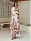billige Print Dresses-Elegant Floral Knot V Neck Midi Dress