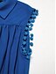 baratos Vestidos Casuais-Wooden Buttons Chiffon Elastic Waist Midi Dress