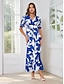 cheap Print Dresses-Satin Floral Puff Sleeve Maxi Dress