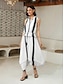 preiswerte Print Dresses-Striped Design Drawstring Midi Dress