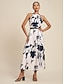 economico Print Dresses-Satin Floral Halter Maxi Dress