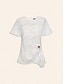 baratos Blouses-Metal Shirred Polka Dot Flutter Sleeve Shirt