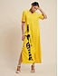 baratos Print Dresses-Graphic Prints Button Up Maxi Dress