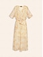 billige Print Dresses-V Neck Knot Hem Maxi Dress