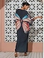 abordables Print Dresses-Butterfly Chiffon V Neck Maxi Kaftan