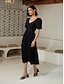 billige Uformelle kjoler-Shimmery Bamboo Fiber Crossover Midi Dress
