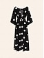 cheap Print Dresses-Polka Dot Print Off Shoulder Midi Dress