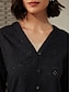 cheap Blouses-Cotton Embroidery V Neck Shirt